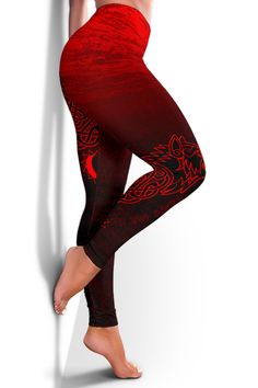 Viking Legging Skoll And Hati Red StyleAll of our Leggings are custom-made-to-order and handcrafted to the highest quality standards. Each pair of leggings is constructed with a high quality 82% polyester, 18% spandex blend. Premium fabric offers unmatched comfort and breath-ability while remaining strong and durable for everyday use. Features a specialty high definition heat-dye application that ensures long lasting color vibrancy even after machine washing. Finished with an elasticated waistba Viking Leggings, Red Functional Yoga Leggings, Skoll And Hati, Red Full-length Athleisure Leggings, Sporty Full-length Red Leggings, Red 4-way Stretch Leggings For Yoga, Reduce Hips, Red Style, Red Fashion