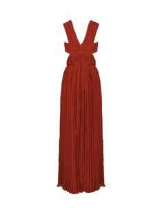 Peppery red Long Cut-out Dress In Silk from Chloé -Open shoulder -Made of pure silk -Concealed zip and hook on the back -Made in France -Colour: Peppery red -100% Silk | Chloé Women's Long Cut-out Dress in Silk in Peppery Red | SS23 Feminine Chic, Long Cut, Zimmermann Dress, Pleats Please Issey Miyake, French Chic, Yoga Wear, Clothing Ideas, French Fashion, Chic Design