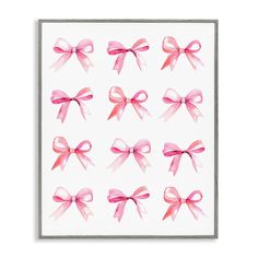 pink bows on white background in square frame