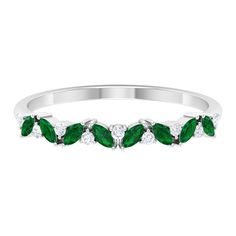 Product Details Stay stylish and on-trend with this gorgeous Half Eternity Ring, featuring marquise cut emeralds and round Diamond stones in a prong setting. This Half Eternity Ring for Women adds a touch of luxury to any look. Product Information SKU SHP-RINGS0821184920 Width 1.9 mm Height 2.8 mm Weight 2.24 gm (Approximate) EMERALD INFORMATION No.of Stones 8 Pieces Total Weight 0.27 Carat (Approximate) Dimension(approx) Marquise-1.50X3.00 mm-8 Pcs Color Green Cut Brilliant Shape Marquise Setti Green Marquise Diamond Ring For Formal Occasions, Green Marquise Diamond Ring For Formal Events, Classic Green Emerald Cut Stackable Rings, Classic Green Emerald-cut Stackable Rings, Formal Green Marquise Diamond Ring, Green Half Eternity Stackable Rings Fine Jewelry, Classic Green Emerald Stackable Rings, Classic Green Eternity Promise Ring, Formal Green Gemstone Eternity Band