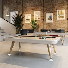 Diagonal Pool Table: 7 Feet + White Structure + Grey Cloth + Iroko American Pool Table, Foosball Table, Wood Detail, Pool Table, Ping Pong Table, Steel Structure, Table Games, Indoor Pool, Billiard Table