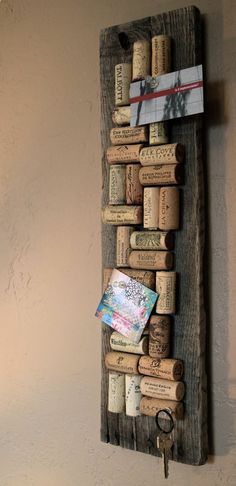 a wine cork wall hanging on the side of a wall