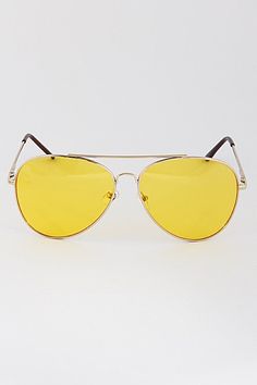 Big '70s vibes with theses yellow lens sunglasses and oversized frame Approx. size: 2.2" x 6" Metal frame Yellow Polarized Aviator Sunglasses For Summer, Yellow Aviator Sunglasses With Gradient Lenses For Summer, Yellow Tinted Aviator Sunglasses For Summer, Summer Yellow Tinted Aviator Sunglasses, Modern Yellow Aviator Sunglasses With Mirrored Lenses, Retro Yellow Aviator Sunglasses With Tinted Lenses, Casual Yellow Aviator Sunglasses With Tinted Lenses, Retro Yellow Tinted Aviator Sunglasses, Casual Yellow Tinted Aviator Sunglasses