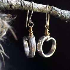 Little Hoop Earrings Silver and Brass Earrings | Etsy Multiple Hoop Earrings, Little Hoop Earrings, Silversmithing Jewelry, Hoop Earrings Silver, Metalsmithing Jewelry, Silverware Jewelry, Dripping Springs, Minimal Jewelry, Men Earrings