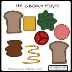 the sandwich prayer poster is shown with bread and vegetables