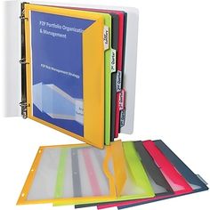 assorted binders and folders on white background