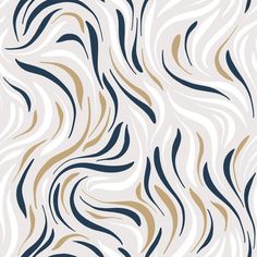 an abstract pattern with wavy lines in blue, beige and white colors on a gray background