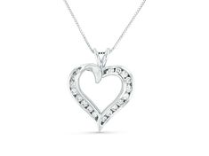 0.40ctw Diamond Heart Pendant in 14k White Gold.  The pendant comes with an 18 inch box chain. White Gold Heart Pendant Jewelry With Box Chain, Fine Jewelry Anniversary Diamond Necklace With Box Chain, Diamond Necklace With Box Chain For Anniversary, Valentine's Day Diamond Heart Pendant Necklace In Prong Setting, Valentine's Day Diamond Heart Pendant Necklace With Prong Setting, Formal Heart Necklace With Prong Setting For Valentine's Day, Anniversary Heart Pendant Necklace With Box Chain, Valentine's Day Heart Pendant Diamond Necklace With Prong Setting, Valentine's Day Anniversary Box Chain Necklace