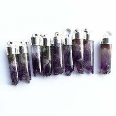 "Listing is for one amethyst Druzy Cylinder Pendant with silver electroplated edge QTY: 1pc Style: Pendants or necklace Necklace length: 16\" // 18\" // 24\" // 30\" Pendant Size: approx. 32~45mm x 14mm" Silver Amethyst Crystals As A Gift, Silver Amethyst Necklace With Raw Stone, Silver Amethyst Crystals For Spiritual Purposes, Handmade Silver Amethyst Crystals, Silver Amethyst Crystals, Silver Amethyst Gemstone Crystals, Silver Amethyst Crystals With Gemstone Details, Silver Amethyst Crystals For Jewelry Making, Silver Amethyst Crystal Necklaces