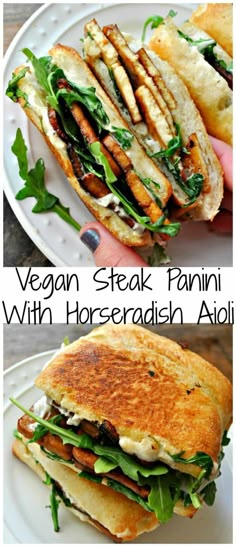 vegan steak panini with horseradish aioli