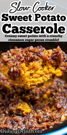 slow cooker sweet potato casserole with cranberry sauce is an easy and delicious side dish