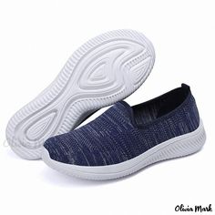 Olivia Mark - Step into Style with Our Walking Shoes Comfortable Blue Slip-ons With Cushioned Footbed, Casual Blue Slip-ons With Round Toe, Blue Non-slip Walking Shoes With Round Toe, Casual Blue Walking Shoes With Flat Heel, Comfortable Blue Walking Shoes With Flat Heel, Comfortable Blue Slip-ons With Round Toe, Blue Flat Slip-ons Casual Style, Blue Casual Slip-ons With Flat Heel, Blue Slip-on Shoes With Round Toe