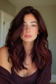 Discover effortless and stylish hairstyles for all hair types on our website. From curly to straight, we've got you covered! Get inspire... Dark Cherry Hair Color, Dark Cherry Hair, Brunettes With Highlights, Curly To Straight, Cherry Hair Colors, Hairstyles For All Hair Types, Rambut Brunette, Red Hair Inspo, Wine Hair