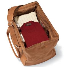 The Widemouth Leather Weekend Carryon Bag - Hammacher Schlemmer Carryon Bag, Hammacher Schlemmer, Rugged Leather, Leather Weekender Bag, Leather Weekender, Easy Packing, Weekend Bag, Carry On Luggage, Cool Stuff