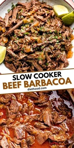 slow cooker beef barbacoa recipe with limes on the side