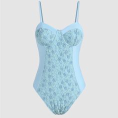 Cider V-Neck Floral Lace Cut Out One Piece Swimsuit, Small Nwt Smoke Free Home Fast Shipping No Flaws Blue One Piece Lace Swimsuit Underwire One Piece Swimsuit Blue Underwire Bodysuit For Summer, Blue Underwire Bodysuit With Lined Body, Light Blue Sleeveless Lined Bodysuit, Sleeveless Lined Light Blue Bodysuit, Sleeveless Light Blue Lined Bodysuit, Fitted Light Blue Lined Bodysuit, Light Blue Lined Bodysuit, Underwire One Piece, Lace Swimsuit