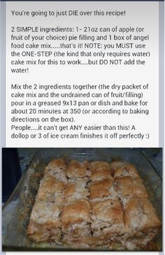 a recipe for homemade baked goods in a baking pan