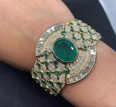 Statement Bracelets CZ Jewelry 12.32 CT Oval Green Onyx Emerald and  Baguette Statement Bracelets, Art Deco Bracelet, Bridal Jewelry Collection, Jewelry Brands, Diamond Bangles Bracelet, Royal Jewels, Cz Jewelry, Diamond Bangle, Fabulous Jewelry