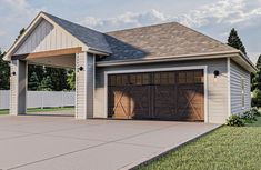 a two car garage with an attached carport