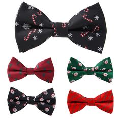 Classic Christmas Bow Tie for Men Price: 33.95 & FREE Shipping #hashtag3 Christmas Bow Ties, Black Bowtie, Bentley Design, Christmas Bow Tie, Green Santa, Black Santa, Tie Men's, Christmas Bow, Green Bows