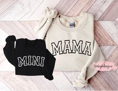 "Matching Mama and Mini Sweatshirt, Mama Sweatshirt, Mother Daughter Shirt, Gift for Mom, Matching Mommy and Me Sweaters, Toddler Sweatshirt 📋 HOW TO ORDER: 1. Select the size 2. Select the color (if required) 3. Select the quantity (NOT Sold as a set) 4. Add personalization if required 5. Add to Cart (\"buy now\" will take you directly to checkout and \"add to cart\" will allow you to continue shopping with us) 6. Submit order (Shipping will automatically be combined for you) Always FREE SHIPP Mommy And Mini Shirt, Mama And Daughter Shirts, Mommy And Daughter Shirts, Matching Mom And Daughter Shirts, Mommy And Me Boutique, Mommy And Me Fall Shirts, Mama Hoodie Ideas, Mommy And Me Matching Shirts, Mama Mini Sweatshirt