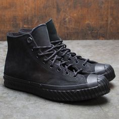 Converse Men Chuck 70 Bosey Hi black almost black Black Winter Sneakers With Rubber Sole, Casual Matte Black Sneakers For Streetwear, Casual Matte Black Streetwear Sneakers, Black Winter Sneakers For Streetwear, Black Winter Streetwear Sneakers, Urban Black Winter Sneakers, Rugged Sneakers For Fall Streetwear, Rugged Fall Sneakers For Streetwear, Black Outdoor Sneakers With Rubber Toe Cap