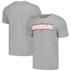 The adidas Gray Arsenal Lockup T-shirt is the perfect way to show unwavering support for Arsenal Football Club. Crafted from soft, breathable cotton, this tee proudly displays the iconic Arsenal crest on the chest, symbolizing unwavering loyalty to the Gunners. Whether cheering from the stands or showcasing support, this T-shirt is a must-have for any Arsenal fan. Brand: adidas Crew neck Machine wash, tumble dry low Officially licensed Imported Short sleeve Screen print graphics Material: 100% C Adidas Relaxed Fit T-shirt With Three Stripes, Sporty Adidas Cotton T-shirt, Athletic Heather T-shirt With Logo For Sports Season, Cotton T-shirt With Logo Print For Sports Season, Cotton Short Sleeve T-shirt For Sports Season, Athletic Heather Cotton T-shirt With Moisture-wicking, Adidas Logo T-shirt For Sports Events, Adidas Athleisure T-shirt With Three Stripes, Jersey T-shirt With Logo Print For Sports Events