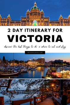 the front cover of two day itinerary for victoria, with text overlay