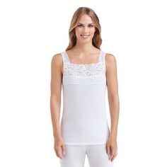 This Cuddl Duds tank top is a fabulous choice. The special SofTech fabric features cotton on the inside for comfort and smooth nylon on the outside. This women's tank pairs perfectly under your favorite top or can be worn by itself for versatile styling year round. Click on this INTIMATES & SLEEPWEAR Guide to find the perfect fit and more!PRODUCT FEATURES Lace inset Tag-free design Squareneck FABRIC & CARE Nylon, cotton Machine wash Imported Size: Small. Color: White. Gender: female. Age Group: Cotton Seamless Tank Top For Daywear, Seamless Cotton Tank Top For Daywear, Stretch Tops With Tank Straps For Daywear, Stretch Camisole Tank Top For Daywear, Stretch Tank Top With Built-in Bra For Daywear, Stretch Tank Strap Tops For Daywear, White Stretch Tank Top For Loungewear, Stretch Sleeveless Camisole For Daywear, Stretch Cotton Tank Top For Daywear