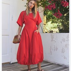 Worn Once Free People Dress. Casual Red A-line Maxi Dress, Red Short Sleeve Midi Dress For Spring, Casual Red Midi Dress For Spring, Red Short Sleeve Casual Midi Dress, Casual Red Short Sleeve Midi Dress, Red Casual Short Sleeve Midi Dress, Red A-line Maxi Dress For Day Out, Red Knee-length Maxi Dress For Day Out, Xs Dresses