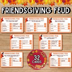 the printable thanksgiving card game for friends