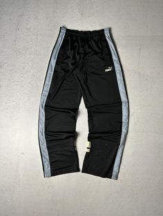 Vintage 90S Puma Track Pants, Black Track Pants,  Pre-owned Track Pants - Women's Medium, Menswear Size On Label: Medium Recommended Size: Women's Medium Measurements: Waist: 30" - 36" Inseam: 30" 90s Style Black Wide Leg Pants, Retro Black Pants For Streetwear, 90s Style Full-length Streetwear Pants, Black Straight Leg 90s Pants, 90s Full Length Streetwear Pants, 90s Black Straight Leg Pants, 90s Style Black Cotton Pants, 90s Black Cotton Pants, 90s Style Cargo Pants For Streetwear