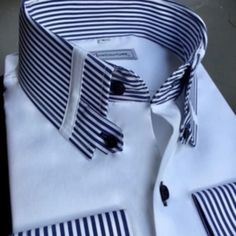 MorCouture Shirts | Morcouture Striped Tab Collar Shirt | Poshmark High Collar Shirts, Stylish Shirts Men, Shirt Collar Styles, Mens Designer Shirts, Shirt Detail, African Men Fashion, Stylish Shirt, Mens Fashion Suits, Collar Designs