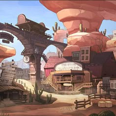 an image of a town in the desert with lots of strange things on top of it