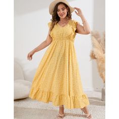 Plus Size Summer Dress with Pocket Ruffle Cap Sleeveless V Neck Side Split Long Beach Maxi Dress Summer Sleeveless Dress With Ruffled Straps For Beach, Sleeveless Beach Dress With Ruffled Straps For Summer, Summer Beach Sleeveless Dress With Ruffled Straps, Sleeveless Dress With Ruffled Straps For Summer Beach, Casual Dress With Ruffled Straps For Picnic, Sleeveless Ruffle Dresses For Picnic, Sleeveless Ruffled Dresses For Picnic, Casual Ruffle Sleeveless Dress For Vacation, Casual Sleeveless Dress For Spring Picnic