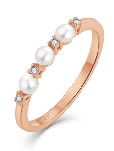 PRICES MAY VARY. Sterling Silver Ring: Dainty round shape pearl are the focus of this up-to-the-minute design style in 925 sterling silver ring. Boasts pearl and simple design, symbolizing timeless love for your lover. Pearl Ring: This pearl ring is highly polished and set, rose gold plated. There's no need to worry about the pearl and cubic zirconia falling off as they are firmly fixed in the promise ring. Ring Size: Pearl ring set with 3 pecies 3mm pearl. This 925 sterling silver ring is light Sterling Silver Stackable Rings, Cultured Pearl Ring, Silver Pearl Ring, Promise Band, Stackable Rings Silver, Band Jewelry, Stackable Ring, Ring Promise, Silver Pearls