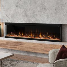 a modern fireplace in a living room