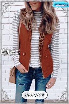 Fashion Casual Reversible Waistcoat Casual Winter Vest Outerwear, Casual Winter Vest, Casual Cold Weather Outerwear Vest, Fall Vest With Pockets, Casual Fall Vest With Pockets, Casual Spring Vest Outerwear, Casual Brown Outerwear For Layering, Brown Outerwear For Spring Layering, Trendy Brown Vest For Fall