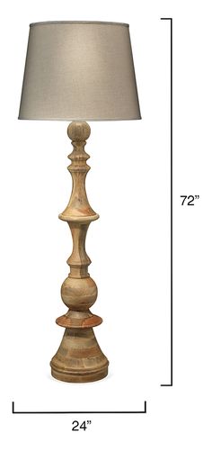 a lamp with measurements for the base