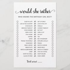 a white card with black writing that says would she rather be the best?