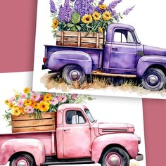 Spring Vintage Trucks Rub-on Transfer-Rub-on Transfer-Essential Stencil