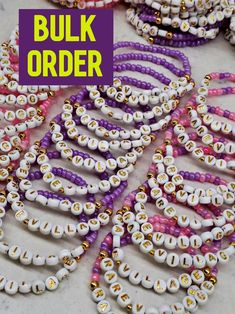 "This listing is for BULK ORDERS ONLY You can make different designs for each bracelet. In bulk orders and special days, production and cargo delivery may take a long time. Therefore, it is better to order 15 days in advance.  Ready to ship in 10 pcs - 200 pcs 3-5 business days 200 pcs - 500 pcs 5-7 business days 500 pcs - 1000 pcs 1 week Bulk orders are for 10+ more of these bracelets, customized by you. These are great for an event, fundraiser, sports team, team building gifts, wedding parties Team Building Gifts, Bracelets Christmas, Bracelets Friendship, Gifts Teacher, Sorority Sisters, Teacher Christmas Gifts, Wedding Parties, Gifts Personalized, Name Bracelet