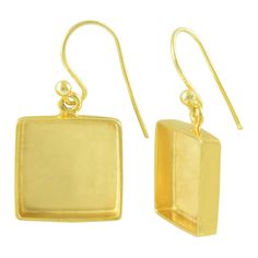 925 Sterling Silver gold Plated Blank Setting Earring Collet 3x3 to 30x30mm Square Shape Gemstone Bezel Cup Blank Earring Jewelry Making, DIY Jewelry Brass Jewelry With Bezel Setting For Gift, Gold Rectangular Jewelry With Bezel Setting, Hypoallergenic Yellow Gold Rectangular Jewelry, Hypoallergenic Rectangular Yellow Gold Jewelry, Gold Pendant Jewelry With Ear Wire, Gold Earrings With Bezel Setting For Anniversary, Gold Rectangular Earrings For Gift, Gold Square Earrings For Anniversary, Square Gold Jewelry For Gifts