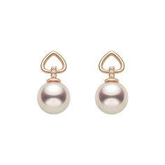 Material: 18K Rose Gold, Akoya Pearl, and Diamonds Akoya saltwater cultured pearl Pearl size: 8.0-8.5mm Weight of diamonds: 6 diamonds, around 0.039ct in total Handpicked of every pearl, only the top 1% of pearls are selected Handcrafted Sold as a pair Lifetime warranty Elegant Heart-shaped Brilliant Cut Earrings, Elegant Heart-shaped Earrings With Diamond Accents, Elegant Heart-shaped Evening Earrings, Elegant Heart-shaped Earrings For Evening, Formal Rose Gold Pearl Earrings, Elegant Rose Gold Akoya Pearl Earrings, Rose Gold Akoya Pearl Earrings For Wedding, Luxury Rose Gold Pearl Earrings For Anniversary, Rose Gold Earrings With Pearl Charm For Anniversary