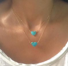 Gorgeous and Authentic hand chosen AAA Arizona Turquoise Hearts. Each turquoise is unique with different variations 💙 24k gold plated just around the edges so you can soak in the turquoise energy ✨💎. Choose 16” or 18” gold fill chain from drop down menu.About the crystals:All crystals and gemstones are carefully chosen by myself from several vendors I have come to know over the years. I absolutely love crystals and their healing qualities as well as their beauty. My intention is to create a be Turquoise Heart-shaped Necklaces For Gifts, Turquoise Heart Necklaces For Gift, Turquoise Heart-shaped Necklace For Gift, Turquoise Heart Charm Jewelry, Turquoise Heart Beads Jewelry As A Gift, Turquoise Necklace With Heart Beads As Gift, Turquoise Jewelry With Heart Charm As Gift, Turquoise Heart Beads Necklace As Gift, Turquoise Jewelry With Heart Charm For Gift