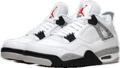 White High-top Air Jordan 4 For Light Sports, White Jordan Shoes With Air Cushioning For Streetwear, Air Jordan 4 White With Air Cushioning For Sports, Casual Air Jordan 4 With Speckled Midsole For Streetwear, White High-top Air Jordan 4 With Perforations, White Air Jordan 4 With Air Cushioning For Sports, Air Jordan 4 Streetwear With Perforations, Air Jordan 4 Low-top For Streetwear With Air Cushioning, Casual Air Jordan 4 Sports Shoes With Perforations