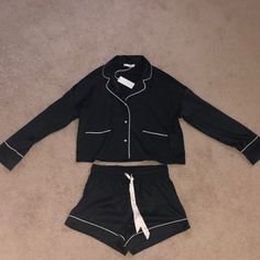 Brand New! Too Small For Me Sadly But In Perfect Condition And Never Worn. Super Soft And Sleek. Could Fit Sizes Xs And S Black Pajama Set, Matching Pajama Set, Sleepwear Black, Girl Pajamas, Matching Pajama, Black Pajamas, Matching Pajamas, Girls Pajamas, Black Satin