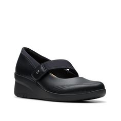 Clarks-Suttyn May Mary Jane Wedge Team up your work or casual attire with the Clarks Suttyn May Mary Jane wedge for a refined style statement. Crafted from premium leather, this round toe shoe comes with Ultimate Comfort footbed to provide maximal cushioning support. Mary Jane Wedge Shoes, Mary Jane Wedges, Wedge Loafers, Loafer Shoes Women, Round Toe Shoes, Brooks Shoes, Clarks Women's, Refined Style, Womens Clarks