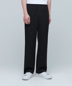 Aplaze Wide Banding Slacks Pants Black Unisex - APLAZE Casual Wide Leg Business Bottoms, Casual Wide-leg Business Bottoms, Black Tailored Tapered Leg Pants, Black Straight Work Pants For Business, Black Full-length Pants For Business Casual, Business Black Straight Work Pants, Black Straight Leg Dress Pants For Business Casual, Black Straight Business Work Pants, Tailored Black Long Pants