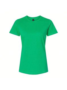 5.3 oz./yd, 100% ringspun cotton, 24 singles. Sport Grey is 90/10 cotton/polyester. Semi-fitted. Non-topstitched, classic width, rib collar. Taped neck and shoulders . Side seams. Tear away label.Softstyle Women's Midweight T-Shirt (Irish Green) Dark Green         Women Clothing, size features are:Bust: ,Length: ,Sleeve Length: Classic Fitted Green T-shirt, Fitted Basic Pre-shrunk T-shirt, Fitted Green Tops, Fitted Classic Green T-shirt, Green Dark, All Fashion, Women Clothing, Womens Tees, Dark Green